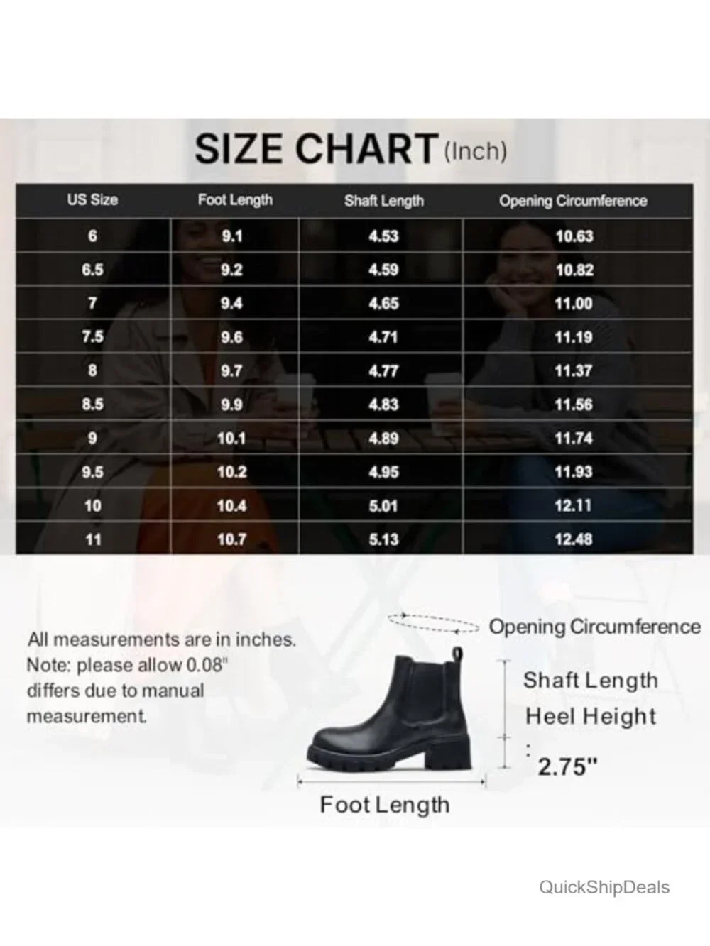 Chunky Platform Chelsea Ankle Boots Slip On Faux Leather Women's Boots